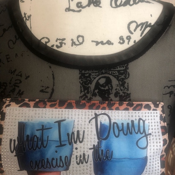 NWT RHINESTONE GRAHPIC MESH TOP - Picture 5 of 6